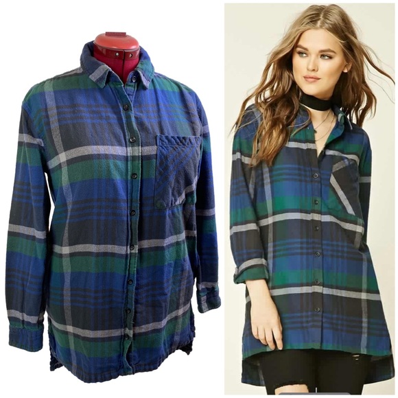 Forever21 Flannel Top Button Down - Picture 2 of 9